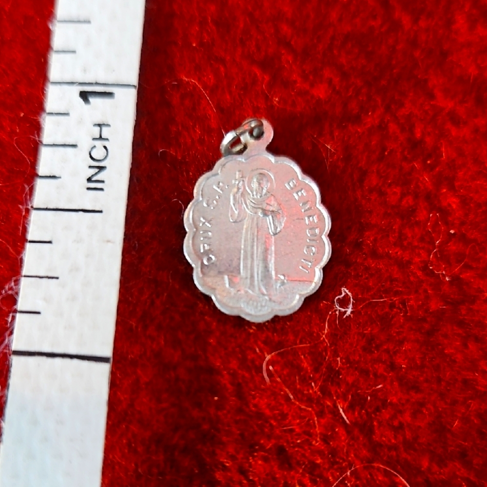 Vintage medal pendant early 1900.St. Benedict G90